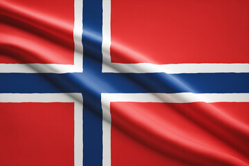 Fototapeta premium Norway Flag Waving in the Wind with Silk Fabric Texture