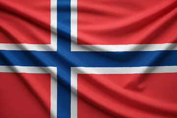 Obraz premium Norwegian Flag Waving in the Breeze Against a Clear Sky