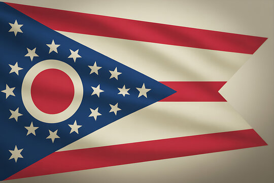 Ohio state flag with red white and blue colors