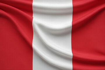 Fototapeta premium Peru flag with wavy red and white stripes