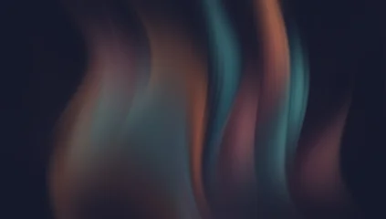 Fotobehang Fractal waves Abstract blurred teal and orange gradient waves on dark background  © Uilex 