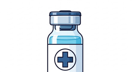 Obraz premium Medical vial with blue cross symbol and liquid medicine on white background healthcare and vaccination concept illustration