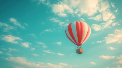 Fototapeta premium A Box flying on a parachute with pink cloud,vector illustration of package flying down from sky and cloud with parachute, concept for delivery service,shopping online,air delivery service.