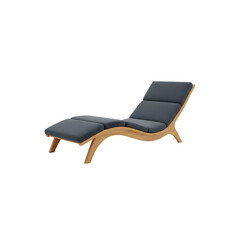 Modern Minimalist Chaise Lounge with Light Wood Frame and Dark Gray Cushion