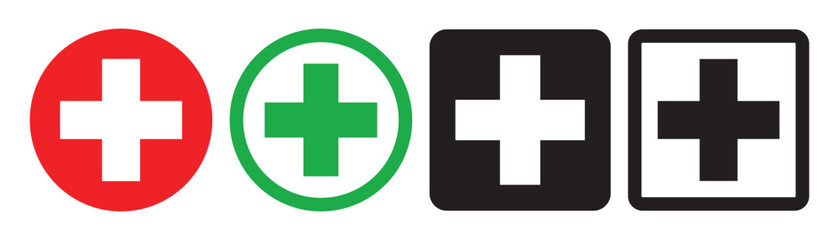 Obraz premium Red and green medical cross sign symbols vector illustration