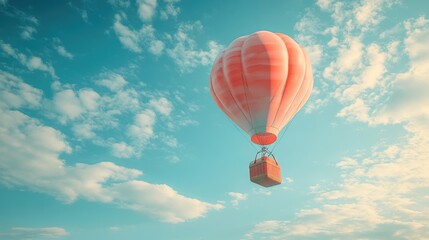 Fototapeta premium A Box flying on a parachute with pink cloud,vector illustration of package flying down from sky and cloud with parachute, concept for delivery service,shopping online,air delivery service.