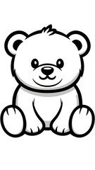 Obraz premium Cute Teddy Bear Line Art – Adorable Cartoon Bear Coloring Page for