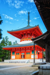 Obraz premium A historical Buddhist temple complex at Koyasan, Koya, Ito District, Wakayama, Japan