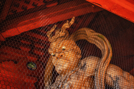 Detail of a statue in the Daimon Gate, Koyasan, Japan.