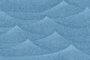 Seascape mosaic tiles pattern with ocean waves. Graphic seamless vector design template.
