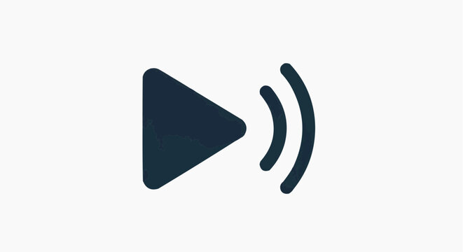 Play Button Icon &ndash; Dark Charcoal Vector with Sound Waves for UI Design