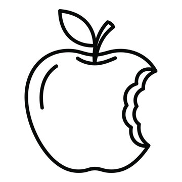 Bite taken out of a simple line drawing apple icon icon