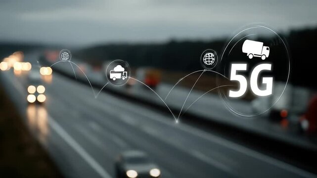 High speed data transfer network connection on highway with multiple vehicles