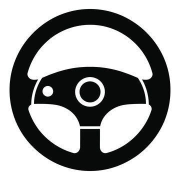 Steering wheel icon in circle isolated on white background icon