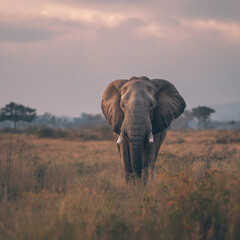 Obraz premium Elephant walking in a field 