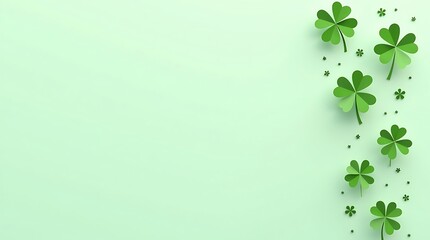 happy st patricks day clover green leaves background
