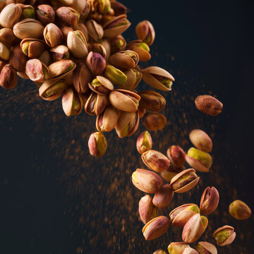 Falling pistachios a tempting cascade of roasted nud