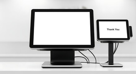Modern Point of Sale System with Blank Screens for Retail Business.