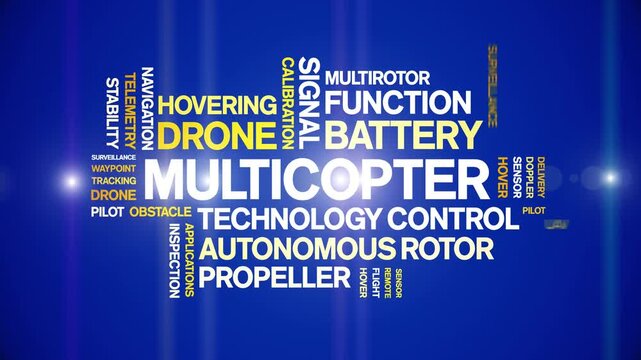 Multicopter animated word cloud-text design animation tag kinetic typography seamless loop.
