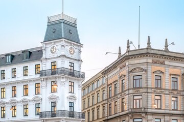 Fototapeta premium Classic European Architecture In Copenhagen City Center, Denmark, Urban Facade