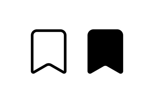 Black and white bookmark icons on plain background.