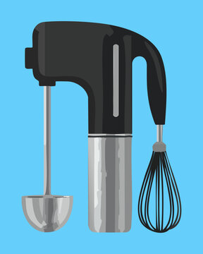 Modern handheld electric whisk and blender for mixing ingredients and preparing smooth cake batters - Vector Illustration