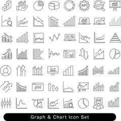グラフ・チャートのアイコンセット:円グラフ・棒グラフ・統計素材