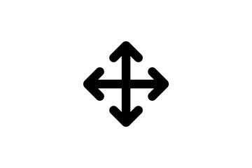 Obraz premium Black arrow symbol in four directions on white background.