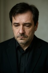 Obraz premium Man in Black Suit Mourning Close Portrait