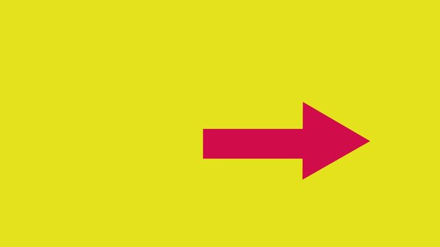A road sing with a red arrow going from left to right.The sing is made with a yellow image on the back.4k video