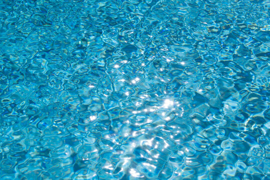 Pool blue water blue abstract texture. Water with ripple waves in Pool. Poolside background. Water clean pool surface. Pool calm pattern.