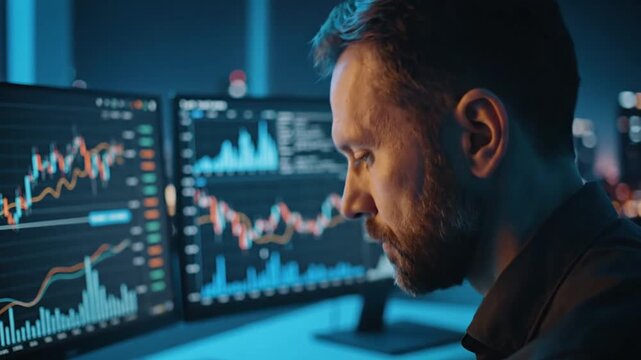 Trader monitors stock charts.