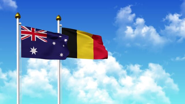 Waving flags of AUSTRALIA and Chad on pole included with alpha