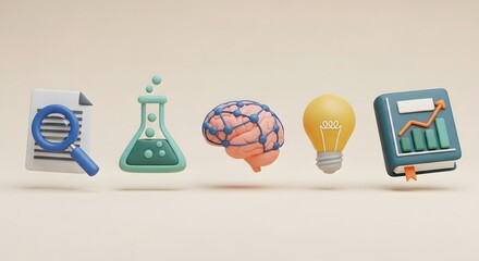 Futuristic brain innovation ideas with tech and science icons