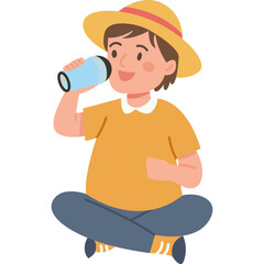 People Drinking Water Illustration