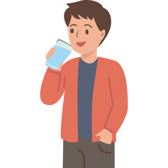 People Drinking Water Illustration