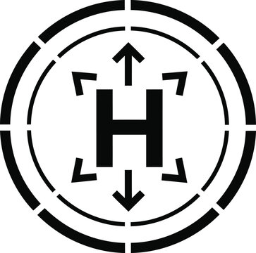 Center Alignment Helipad Target Icon Vector Symbol