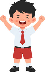 An expressive cartoon boy with a joyful pose, suitable for education, children&rsquo;s content, or celebrating themes.