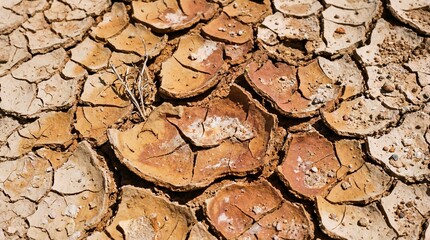 Macro Detail of Dry Cracked Earth and Parched Desert Ground Texture