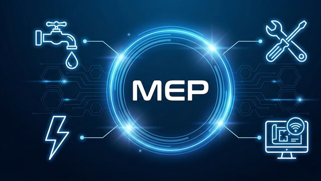 MEP acronym, mechanical electrical plumbering system, software allows engineers, designers and contractors to design building systems in their particular discipline. new