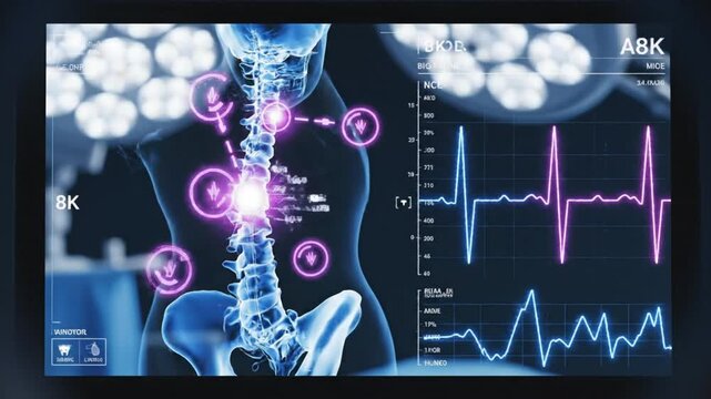 Ai-generated video of spinal health analysis medical environment digital imaging artificial intelligence insights