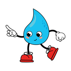 Cartoon Water Drop Character Dancing