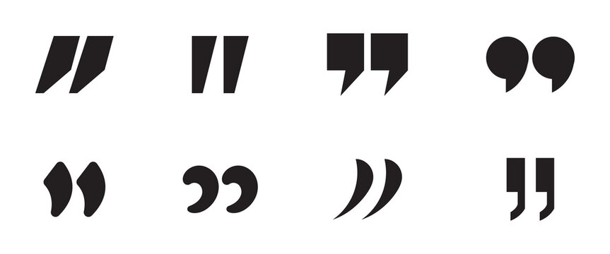 Quote mark line vector icon set, quotation mark collection, outline simple illustration, isolated quote icons, vector graphic on transparent background