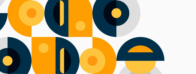 Obraz premium Abstract geometric shapes, orange, navy, gray. Modern design, repeating patterns, simple forms, clean aesthetic. Minimalist composition.