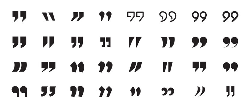 Set of quote mark icons isolated on white background.Quotation marks.Black quotes icon collection