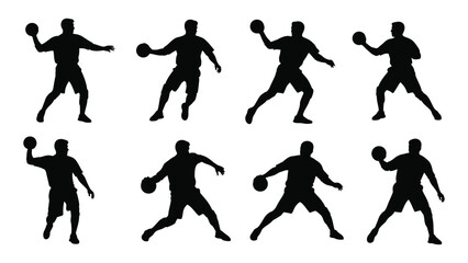 Obraz premium A collection of various basketball player silhouettes in different poses and actions. Vector
