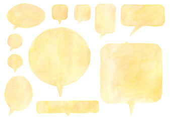 吹き出し、水彩、パステルカラー、イエロー