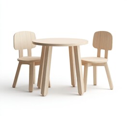 Fototapeta premium Modern Wooden Table and Chairs for Children