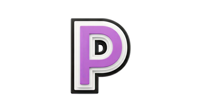 3D Letter P with layered design and purple hue