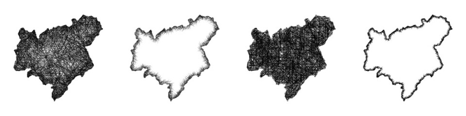 Sketch Scottish Borders outline map design set